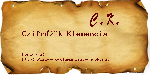 Czifrák Klemencia névjegykártya